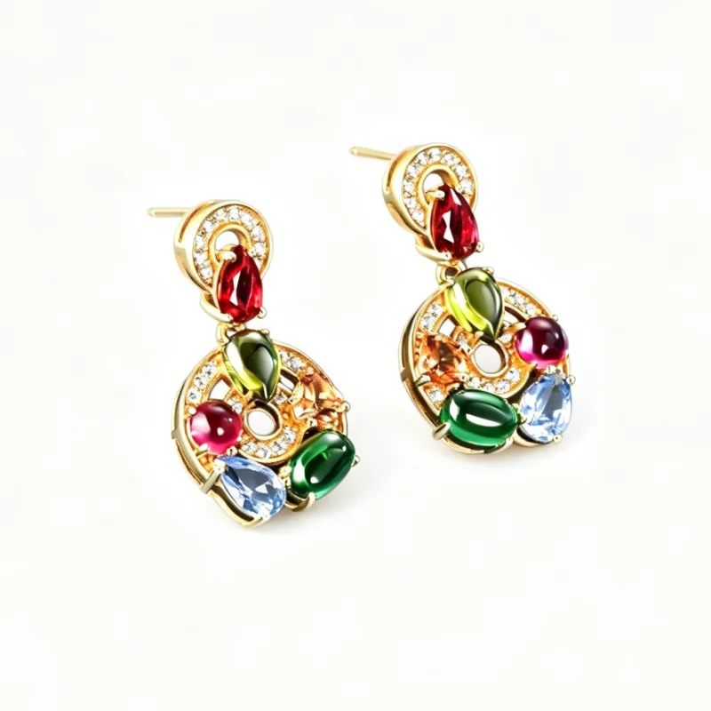 

Bellux Colorful Smooth Gemstone Lab grown Sapphire Earring Element Round Full Body 925 Silver Gold Plated Vintage Earrings