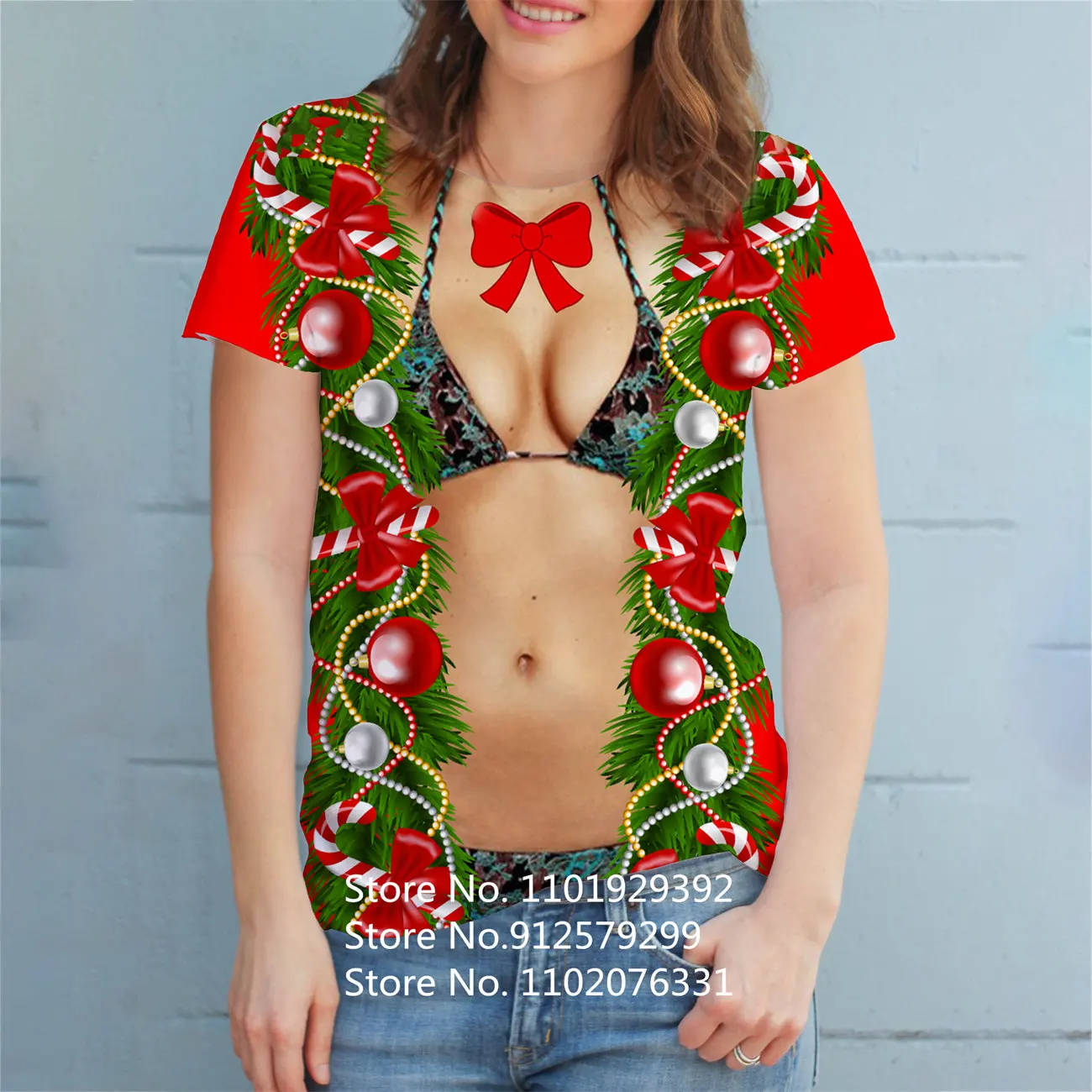 

Women Christmas T Shirt 3d Muscular Girls Short Sleeve Tops Korea Fashion Ladies Xmas T-shirts Womens Clothing