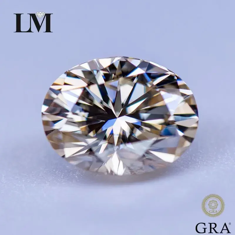 

Moissanite Stone Tea Yellow Natural Color Oval Cut Lab Grown Gemstone Advanced Jewelry Making Materials With GRA Certificate