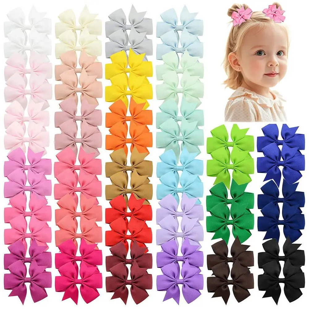 

20/40PCS Fashion Mixed Color Ribbon Bow Hairpins Hair Decoration Bowknot Children Hair Accessories Ornament Headwear Gift