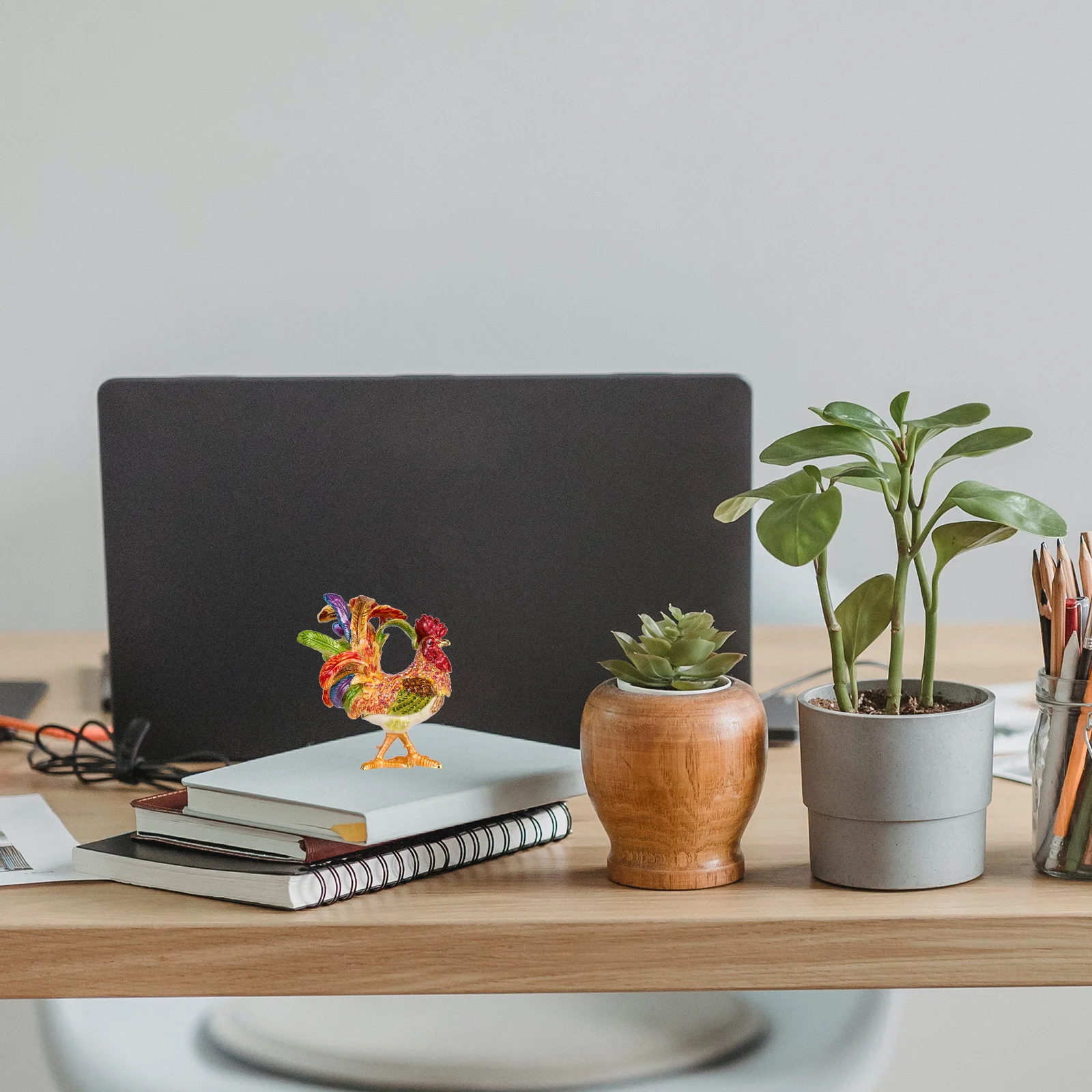 

Zodiac Rooster Shaped Jewelry Box Premium Alloy Trinket Storage Case For Earrings Rings Necklace Desktop Decor Creative Gift