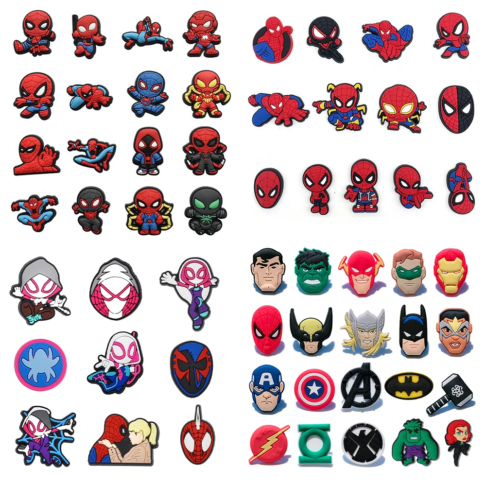 Gorące zabawki Disney Spider-Man Marvel superhero Charms Cartoon DIY zatyka sandały buty akcesoria dekoracje chłopiec prezenty dla dzieci