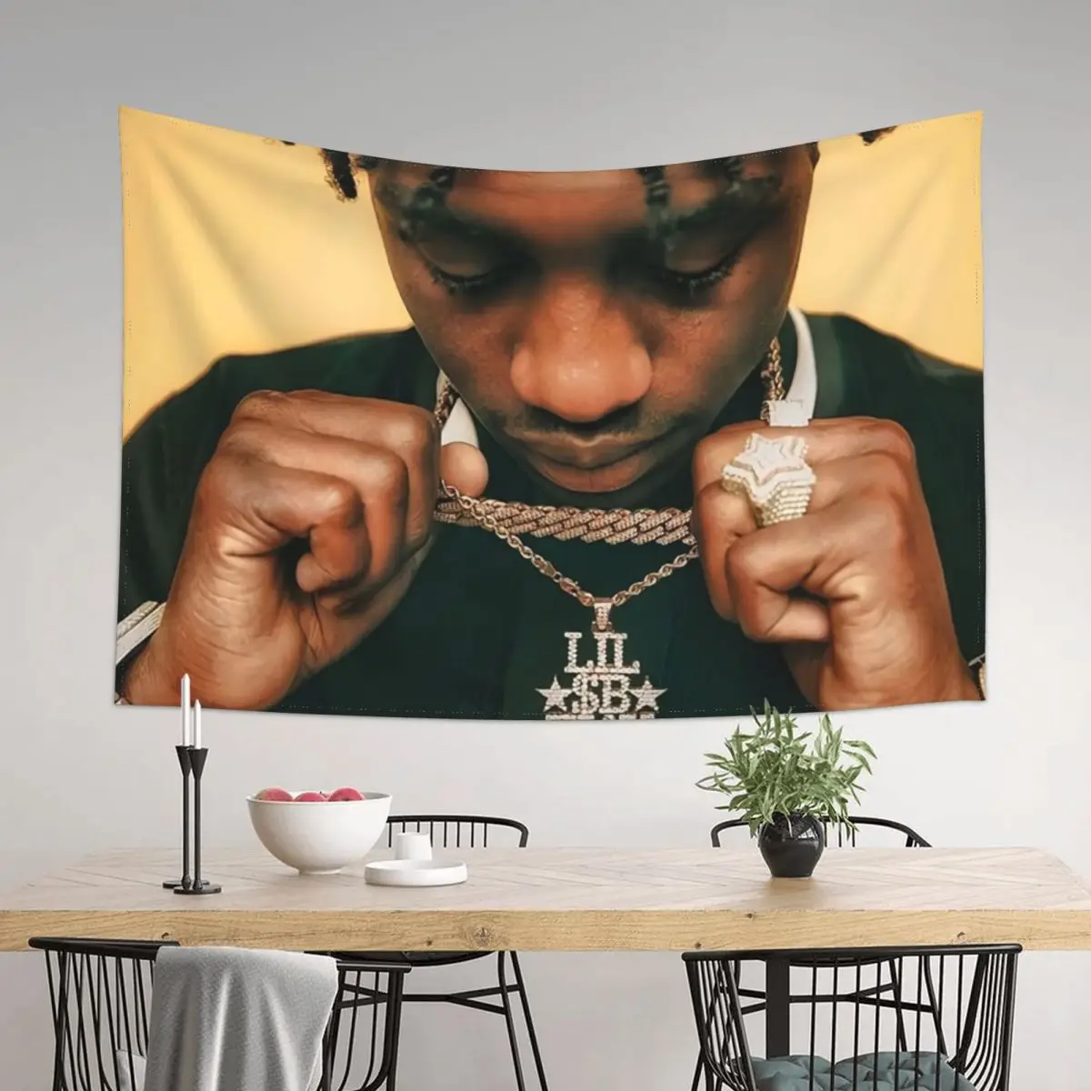 

Lil Tjay Necklace Tapestry Bedroom Deco Wall Hanging Wall Decorations For Your Bedroom Wall Hanging Decor Tapestry
