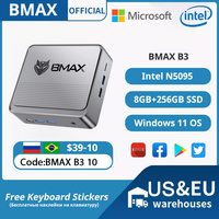BMAX B3 Mini PC | Win11 Pro | Intel N5095 | 8+256GB | 11th Gen UHD | 4K@60Hz | Gigabit LAN | Dual-WiFi | Ultra-Slim