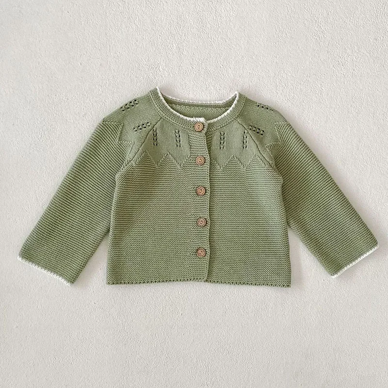 2024 New Autumn Toddler Baby Girl Knitting Cardigan Long Sleeved Solid Color Cardigan Newborn Baby Girls Sweater Coat