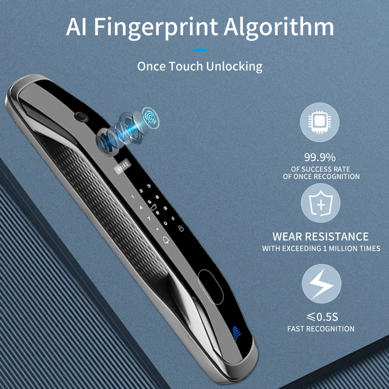 Neue Biometrische Fingerprint Lock Sicherheit Smart Türschloss Passwort Elektronische Schlösser Schlüssel IC Karte Entsperren APP Kamera