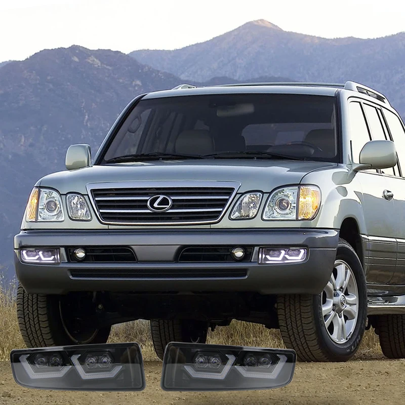 

Подходит для Lexus LX470 1998-2007 годов, передние противотуманные фары, дневные ходовые огни, указатель поворота, аксессуары для переднего бампера