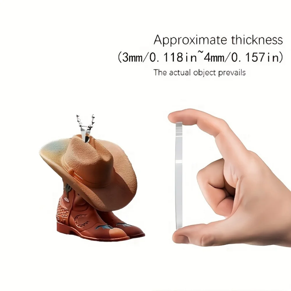 Фетровая шляпа и ботинки, подвеска Acr, универсальный очаровательный брелок в виде ковбойской тематики для автомобильного зеркала, рюкзака, дома, вечеринки, подарка и деревенского стиля
