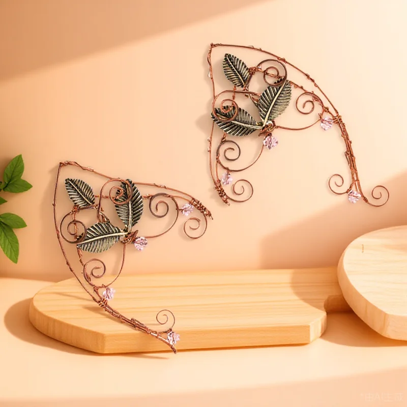

2PCS Alloy for Girl Ear Decor Women Non-Piercing Elf Ears Costume Ear Accessories Bone Cuff Jewelry Accessories Valentine Gift