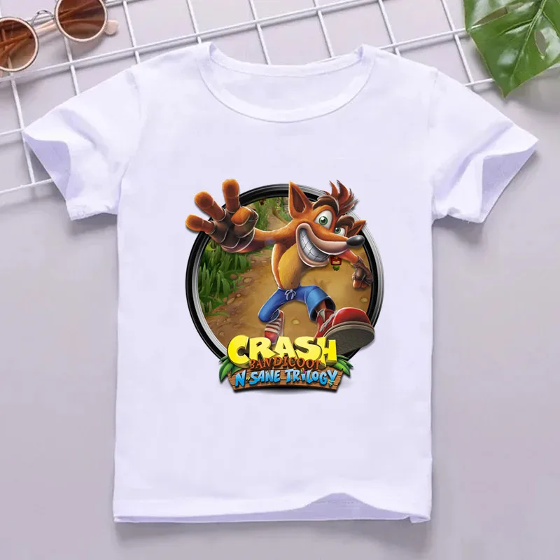 Gorąca wyprzedaż gra z Crash Bandicoot nadrukiem Cartoon dla dzieci T shirt śmieszne dziewczyny letnie topy chłopcy ubrania dziecięcy T-shirt z