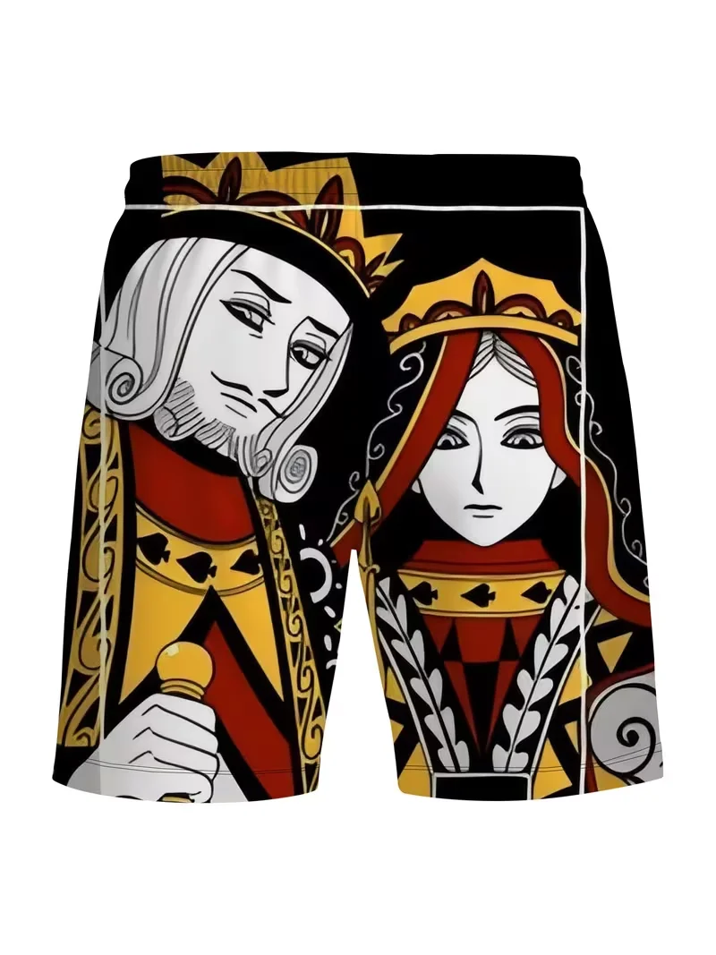 God of Gamblers Iconic Adult and Children's Poker King 3D Printed Beach Shorts, Quick-dry Vacation Sports Casual Pants