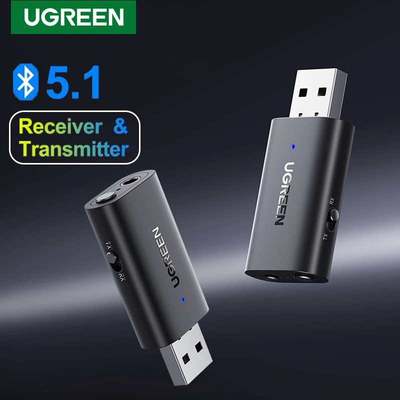 Ugreen 2 in 1 Bluetooth 5.1 Receiver Transmitter 3.5mm Jack Aux Adapter For Car Music Audio Headphone Handsfree RX TX Mode