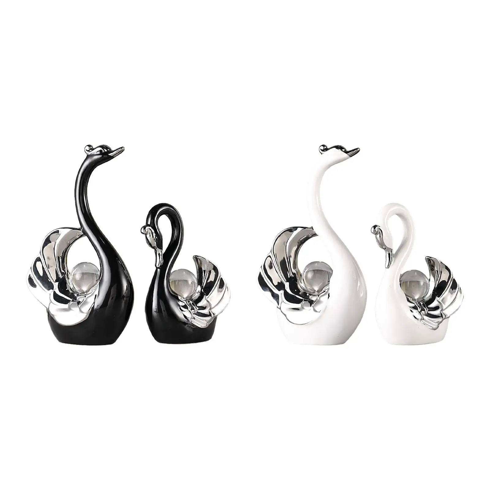 

2 Pieces Swan Figurines for Living Room Decor Crafts Swan Lover for Table Centerpiece Book Shelf Decoration Housewarming Gift