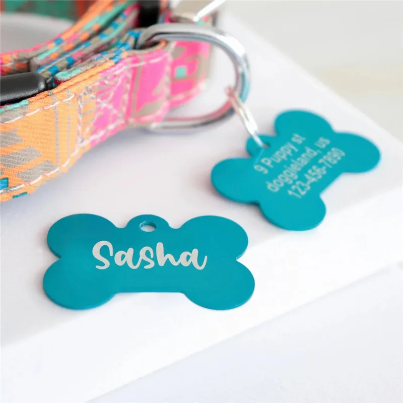 Gepersonaliseerde huisdier-ID-tag Hond Kat Naambord Adresnummer Aluminium halsbandaccessoires Gratis gravure ID-tags voor halsband