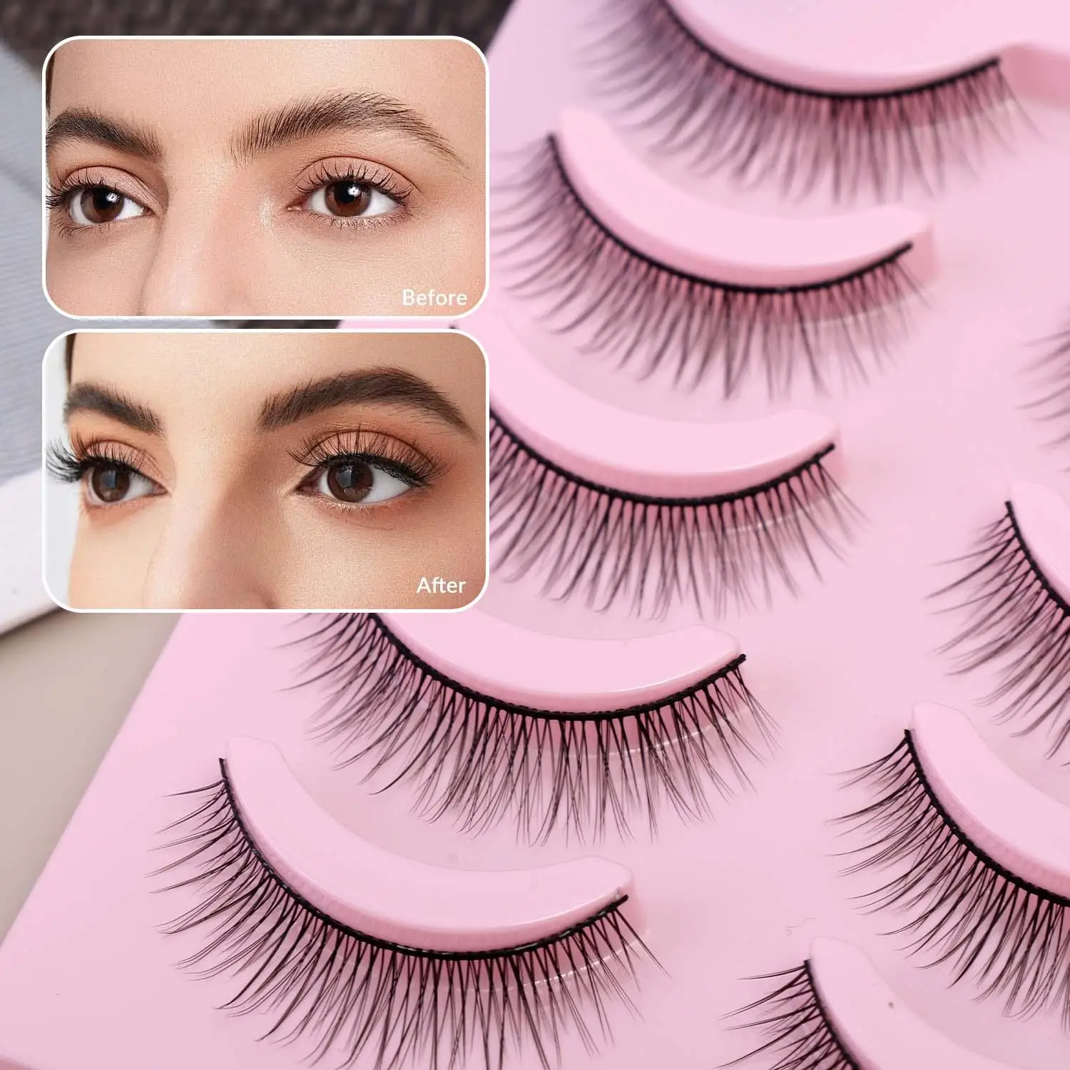 Full Strip Eyelashes Natural Wispy False One Piece Anime Lashes Realistic Short Eyelashes Natural DIY Daily Makeup Manga Eyelash