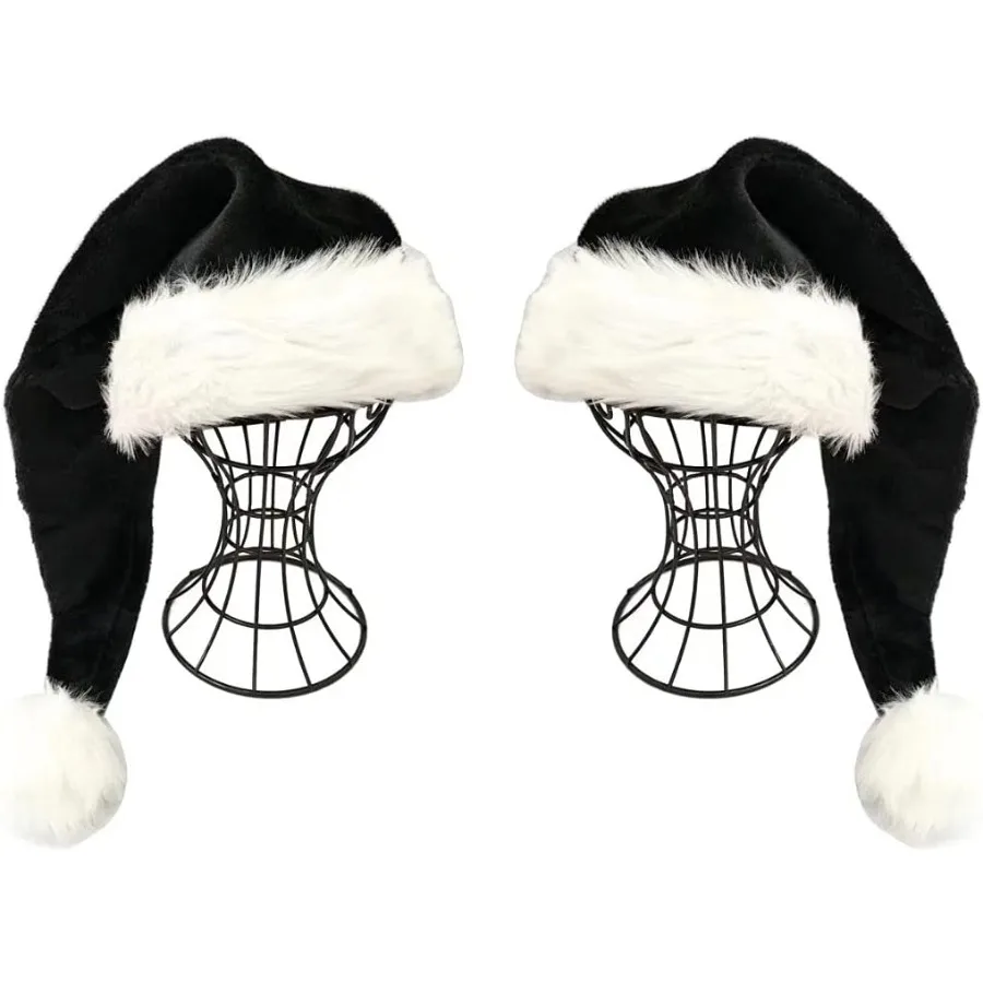 قبعة سانتا للبالغين، ملابس حفلات عيد الميلاد الفاخرة، مجموعة إكسسوارات أزياء العطلة الاحتفالية مكونة من قطعتين مثالية ليلة عيد الميلاد C