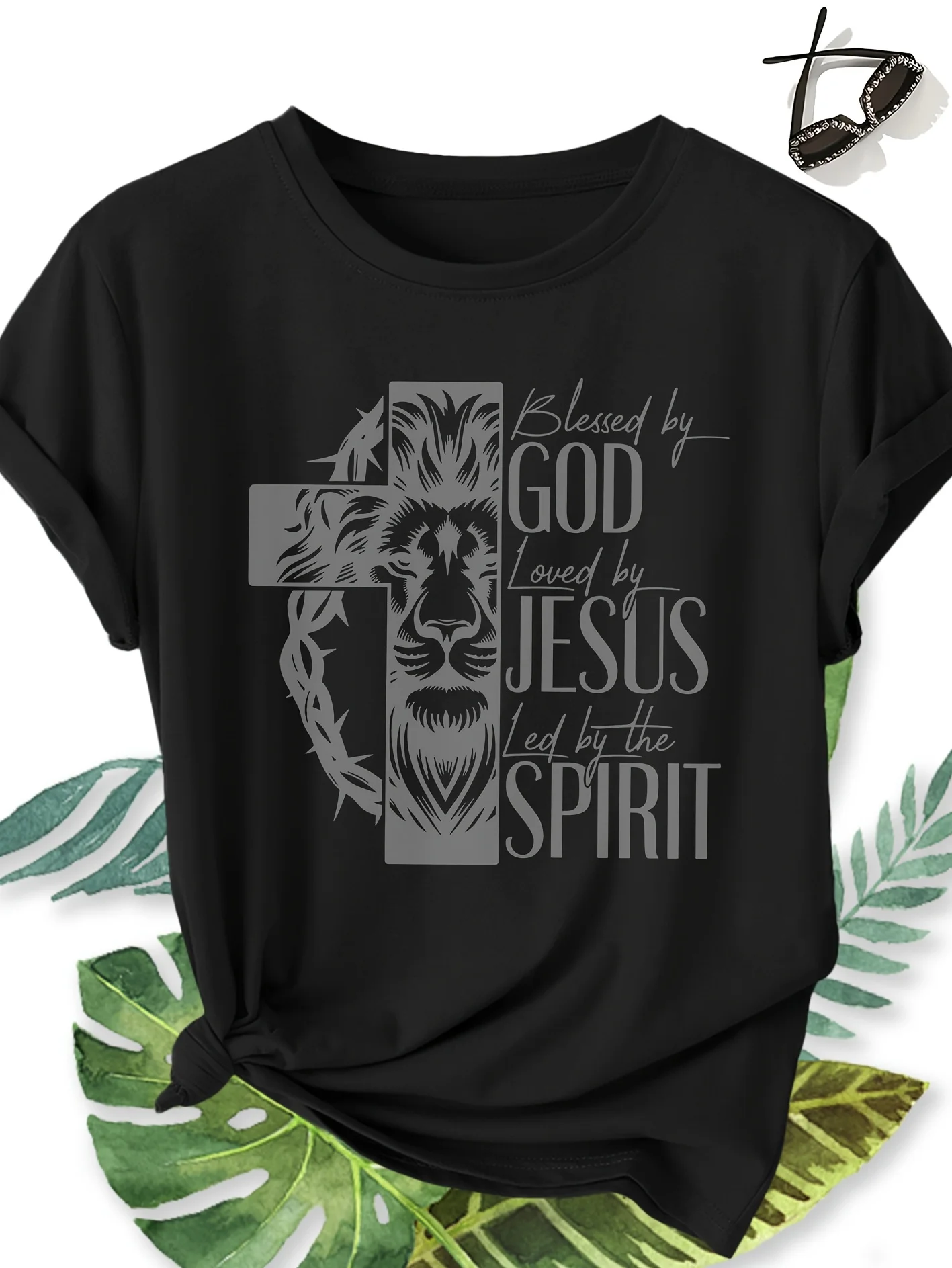 Christian Faith Theme Printed Pattern Round Neck Women's T-shirt Comfortable Summer Short Sleeve Women's Comfortable Street Top