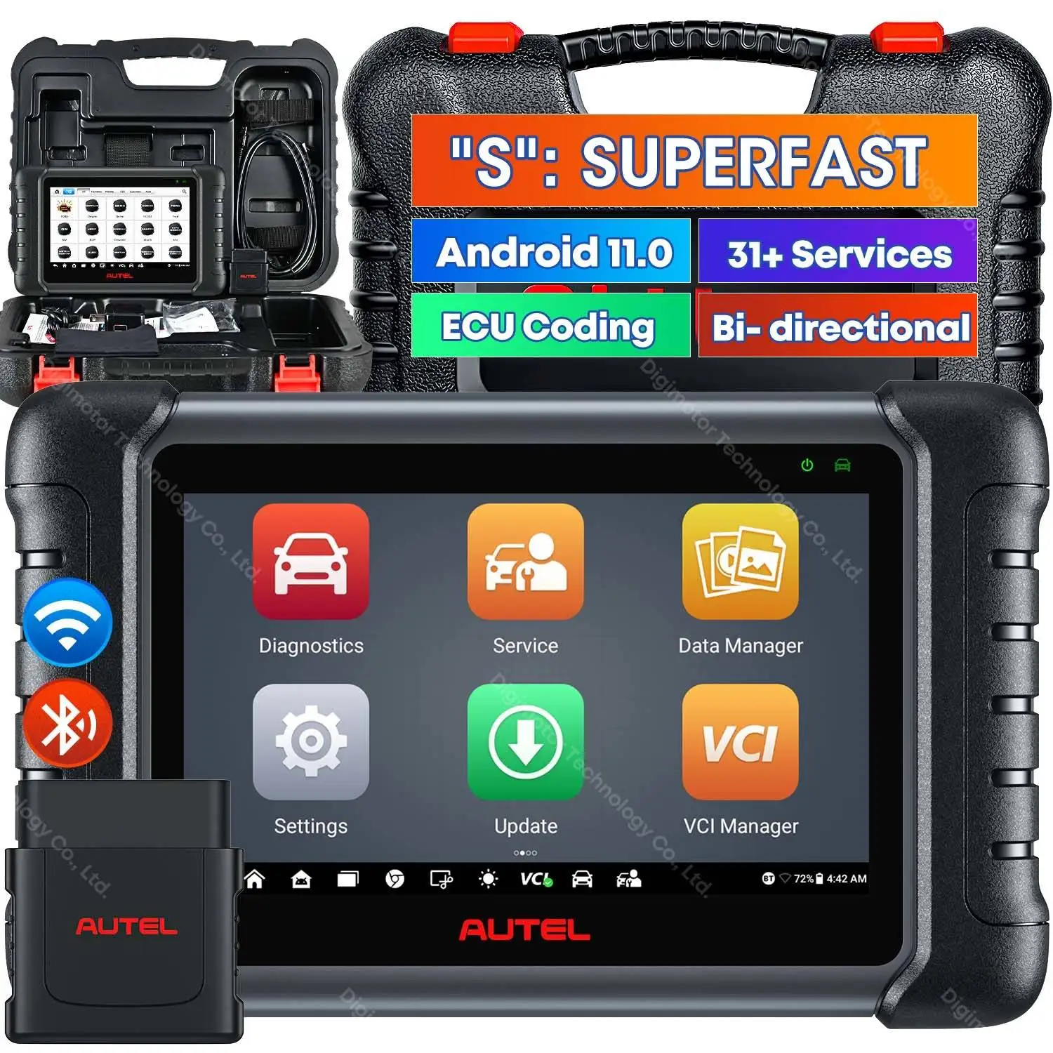 Autel MaxiDAS DS808S-BT Wireless Auto Diagnostic Scan Tool, Upgraded DS808 Scanner, ECU Coding Bi-Directional Control 31+Service