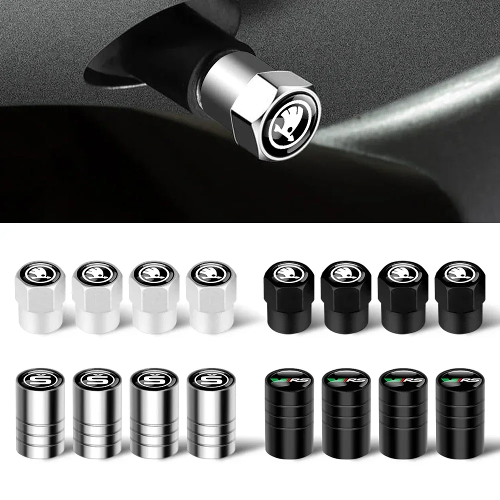 4pcs Car Styling Wheel Tire Valve Air Stem Cap Badge Decoration For Skoda S Octavia Fabia Rapid Superb A5 a7 2 Kodiaq Scala VRS