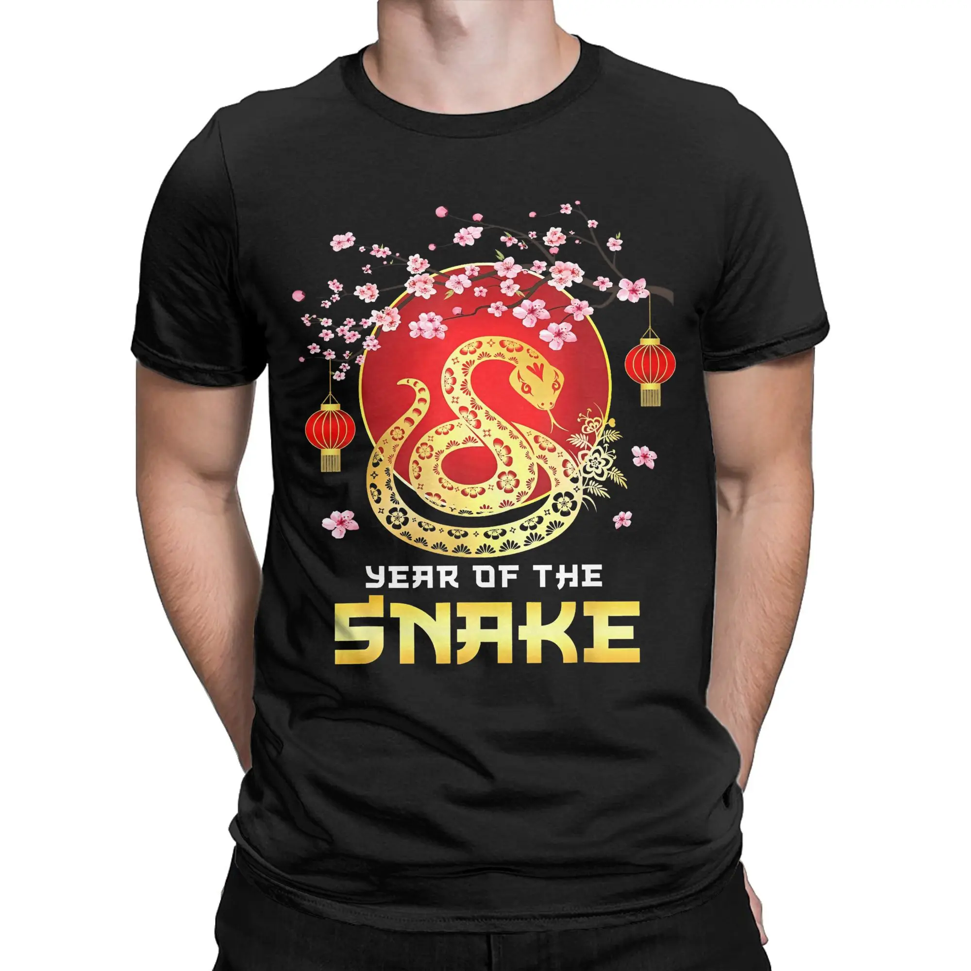 Amazing Year of the Snake 2025 Men's T Shirts Chinese New Year Zodiac Vintage Tee Short Sleeve T-Shirts Cotton Printing Clothes