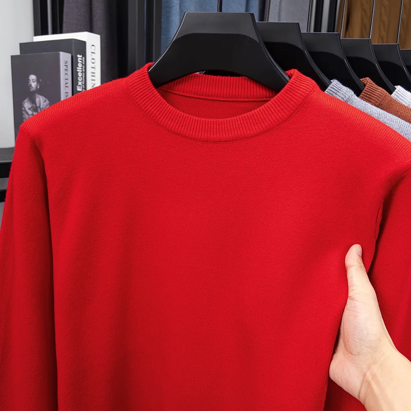 Sweter męski z okrągłym dekoltem, dzianinowy, nowy model na jesień i zimę, gruby sweter męski, sweter bazowy męski, modny strój do noszenia pod ubraniem.