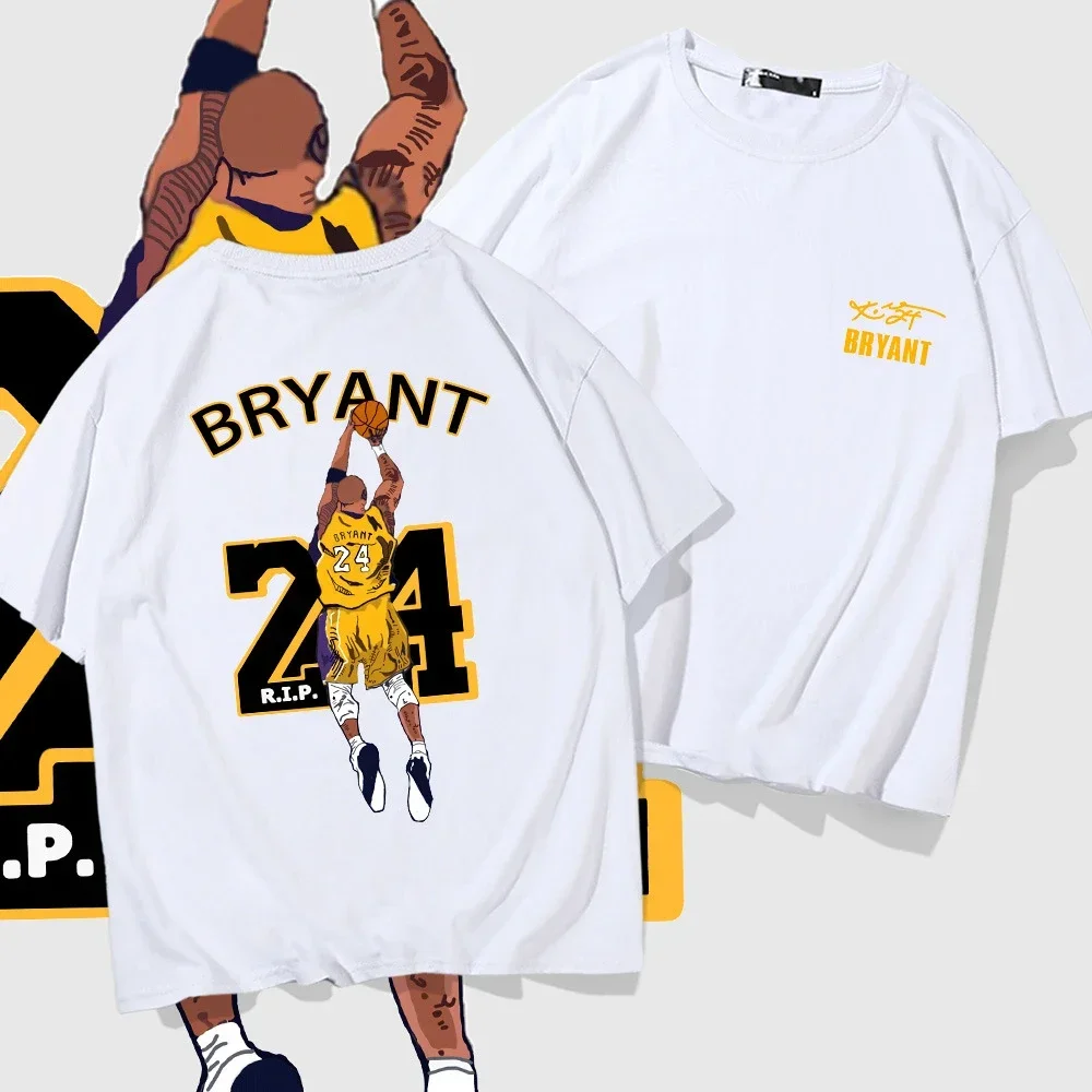 Summer Basketball 3D Printed Short Sleeved Shirt Kobe Bryant 24 Back Commemorative Cotton Shirt