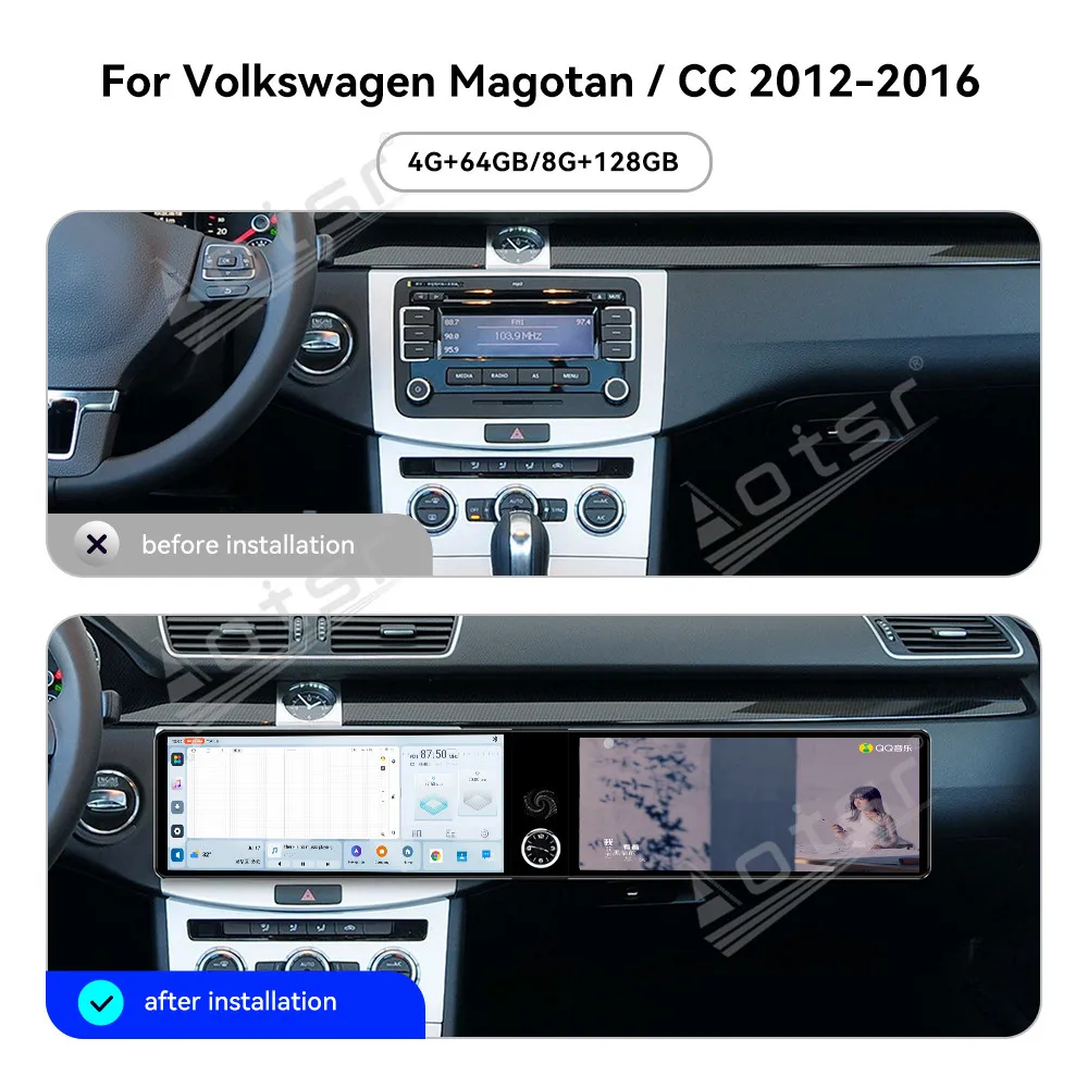

Для Volkswagen Magotan CC 2012-2016: 12.3-дюймовый Android-экран, автомобильное радио, мультимедийный видеоплеер, GPS-навигация, Carplay, DSP-модуль