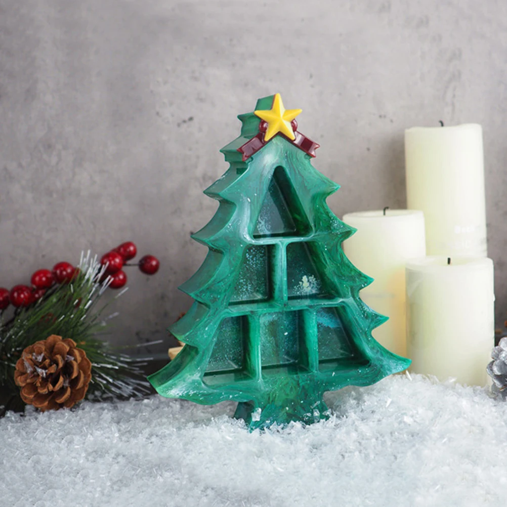

Christmas Tree Mold Storage Xmas Shape DIY Accessories Silicone Mould White Crystal Epoxy