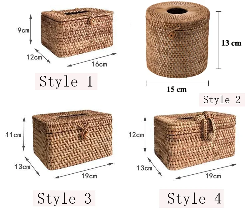 Rattan Tissue Box Home Decoration Handmade Desktop For Barthroom Hotel And Office tissue holder