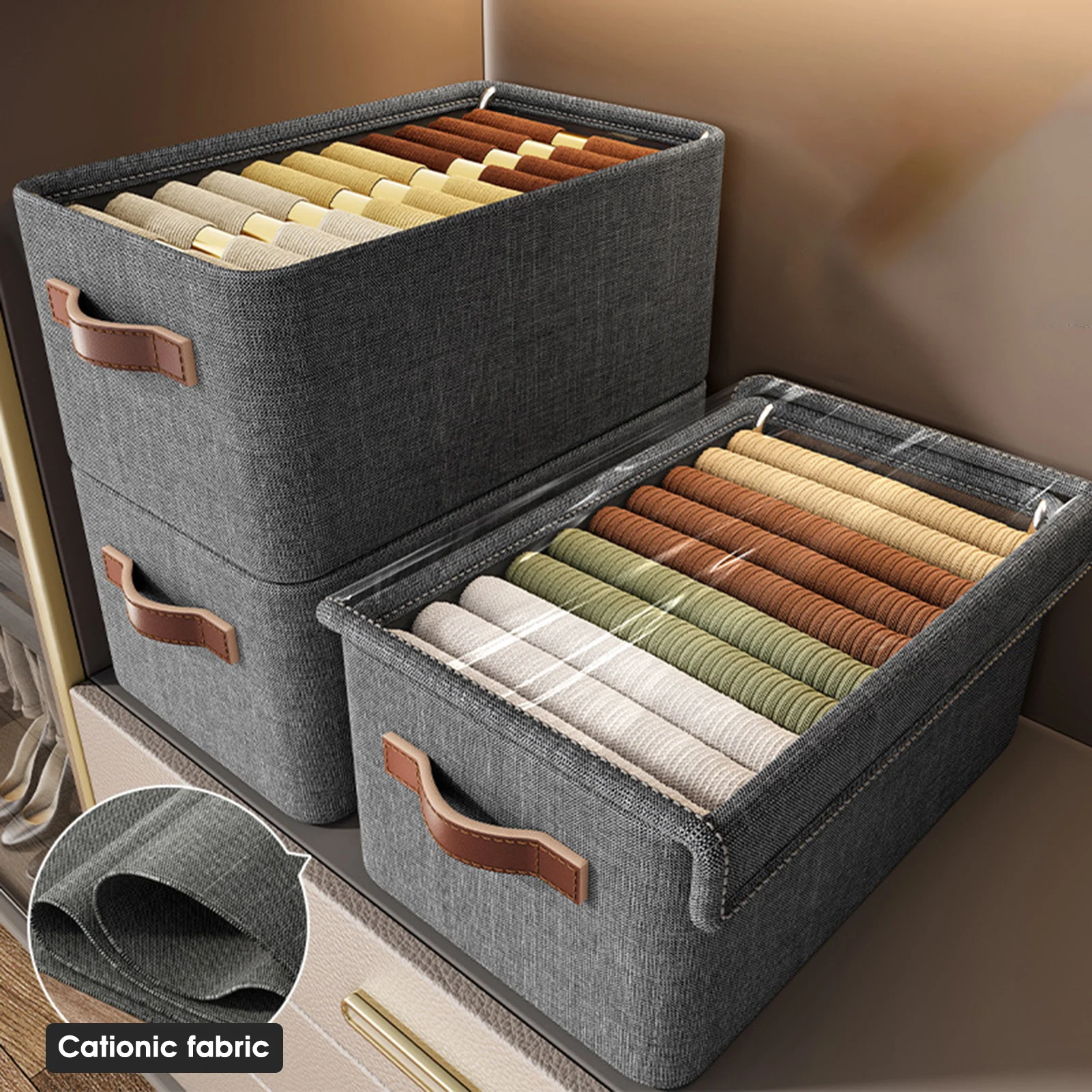 

Large Capacity Storage Box Wardrobe Fabric Storage Basket With Lid Sorting Box For Seasonal Clothes Quilt Bed Sheet Toys