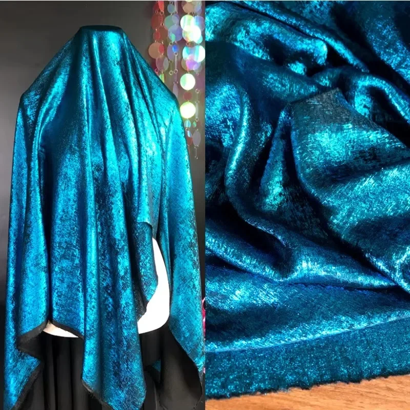 

Soft Velvet Hot Stamping Fabric Metallic Hot Stamping Flash Sewing Dress Performance Dress Fashion Designer Fabric