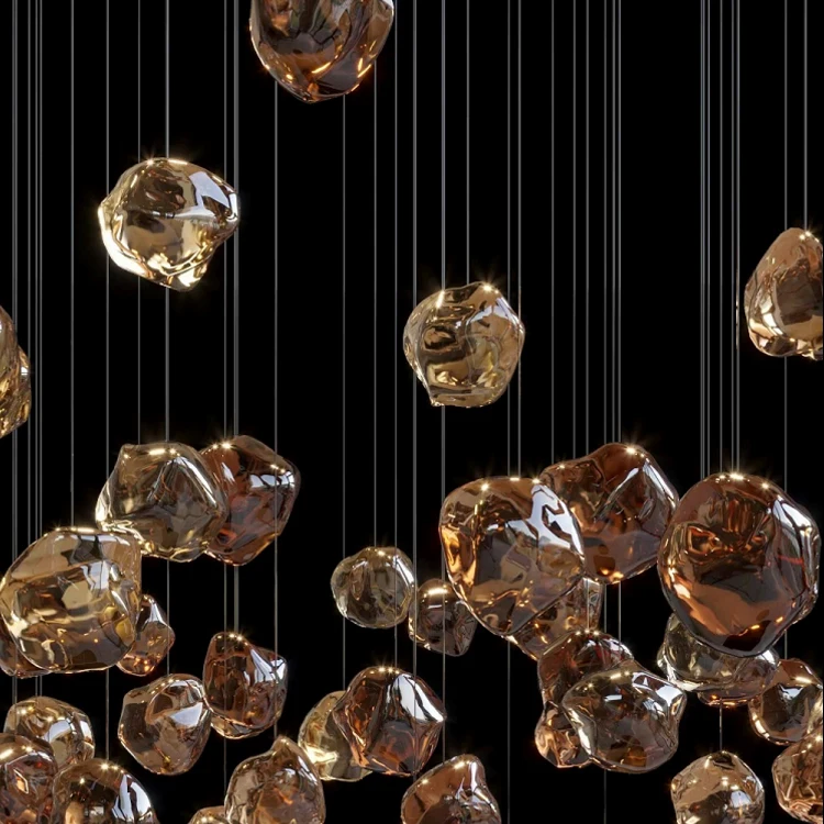 Custom Modern Luxury LED Chandelier with E26 Bulb Base Remote Control Hanging for Banquet Hall Villa Living Room Business Center