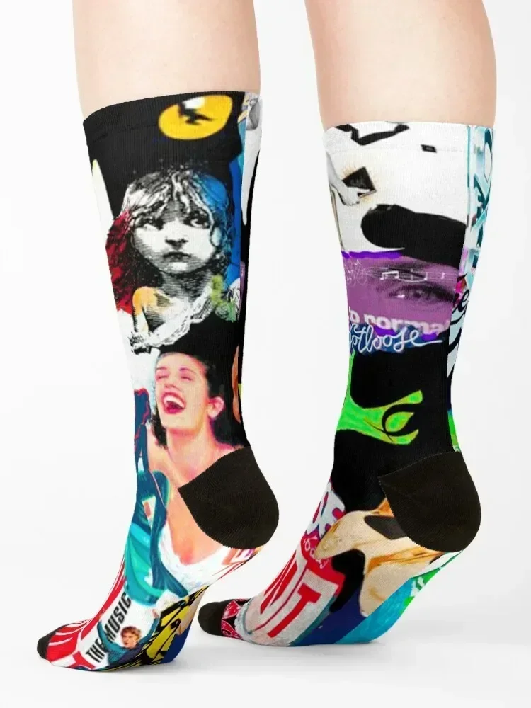 Broadway Musical Collage Socks christmas gift christmas stocking tennis cotton Girl'S Socks Men's