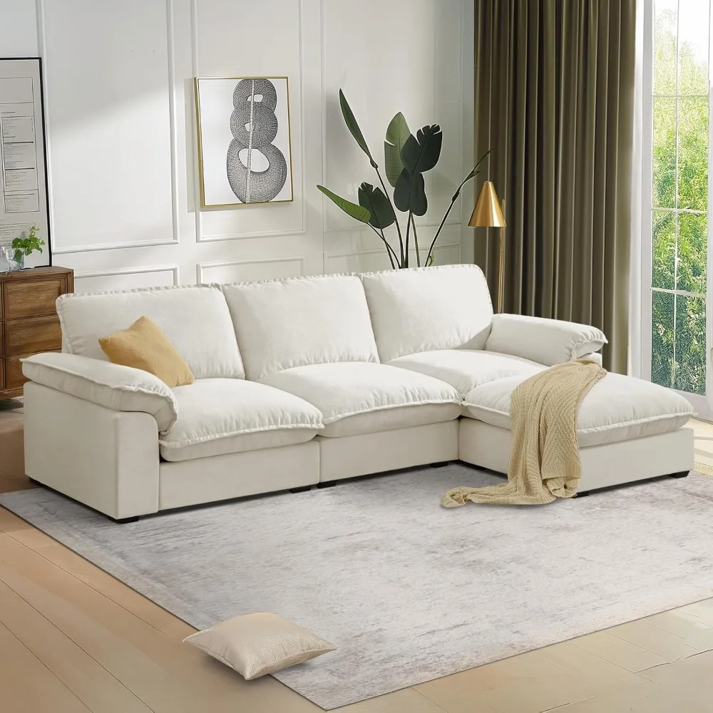 

Modular Sectional Sofa Deep Seat Cloud Couch with Reversible Chaise L Shaped Couch with Padded Armrests Chenille Sectional Sofas