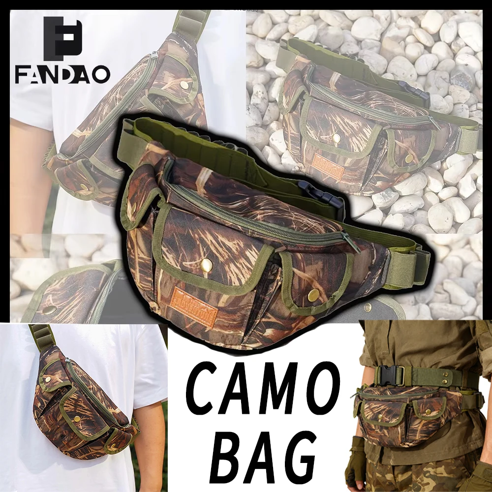 

Tactical Concealed Waist Pack Camo Adjustable Organizer Multifunctional Crossbody Bag with 20 Bullet Holes for Outdoor Shooting