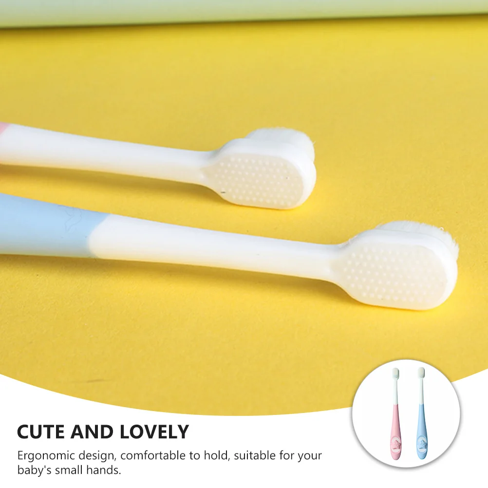 

2pcs Baby Toothbrush Newborn Teeth Cleaning Brush Infant Oral Care Training Bristle Brush Kids Ergonomic Ultra-Fine Hair Shower