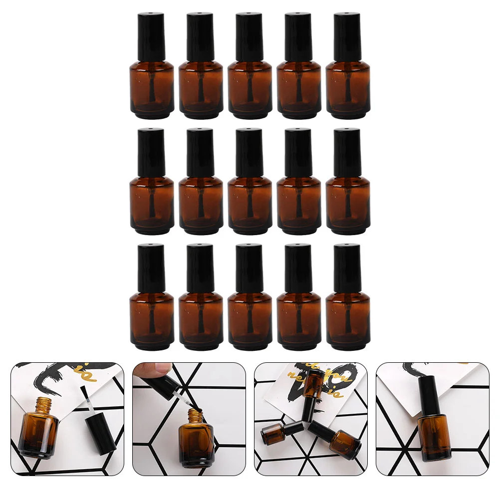 15 Pcs Empty Nail Polish Bottle Gel Glass Brush Bottles Filling for Vials Cylindrical