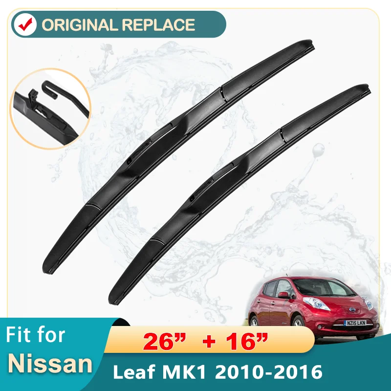 For Nissan Leaf MK1 2010 2011 2012 2013 2014 2015 2016 Front Wiper Blades Brushes Cutter Accessories U J Hook