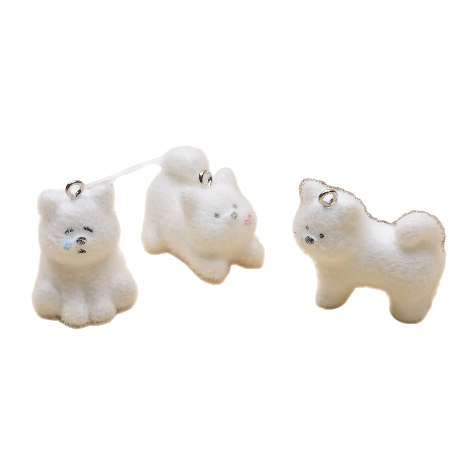 30pcs cute Little Bear Charms 3D Flocked resin animal Pendant for Necklace Keyrings DIY Crafts Jewelry Make Material