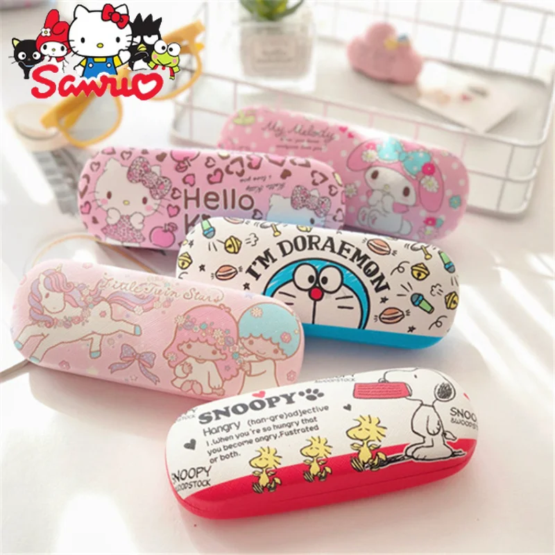 Sanrio Melodie Kuromi Hello Kitty Cinnamoroll Pochacco Cartoon Lederen Brilletje Japanse Student Bijziendheid Bril Opbergdoos