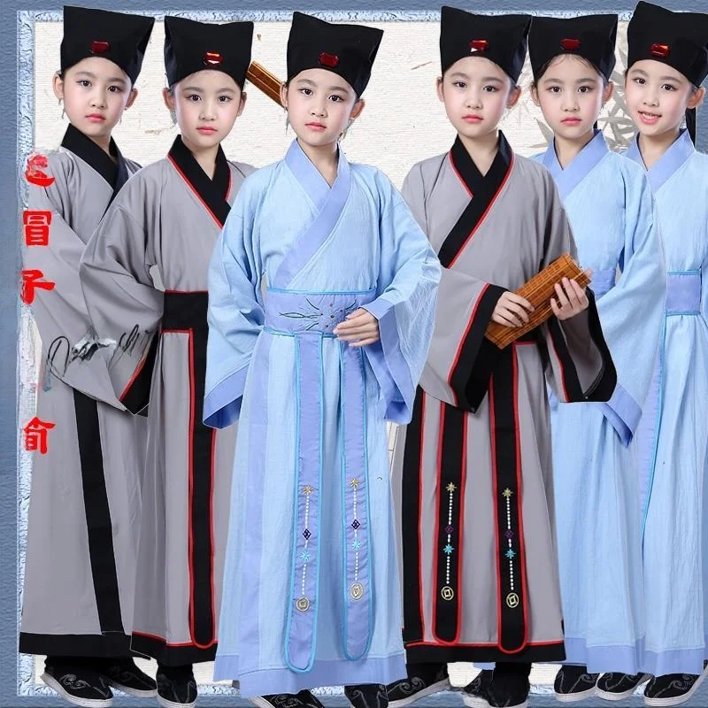 

Children's Ancient Chinese Hanfu Costume National Learning Teacher Boys' Clothing Disciple Regulations Performance Clothes