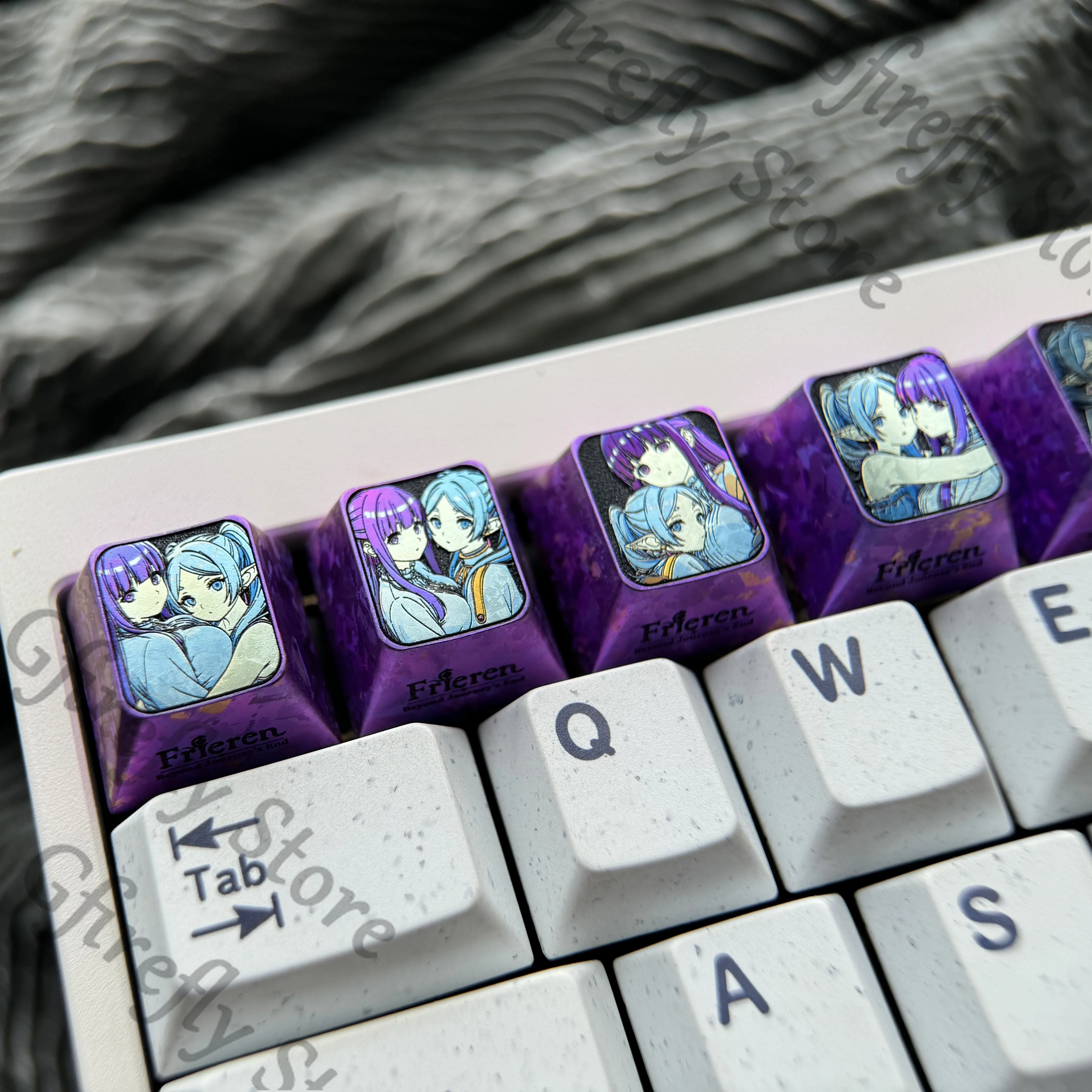

Frieren: Beyond Journey's End Fern Anime Cosplay Color Titanium Alloy Keycaps Keyboard Cap Metal Ornaments Xmas Gift