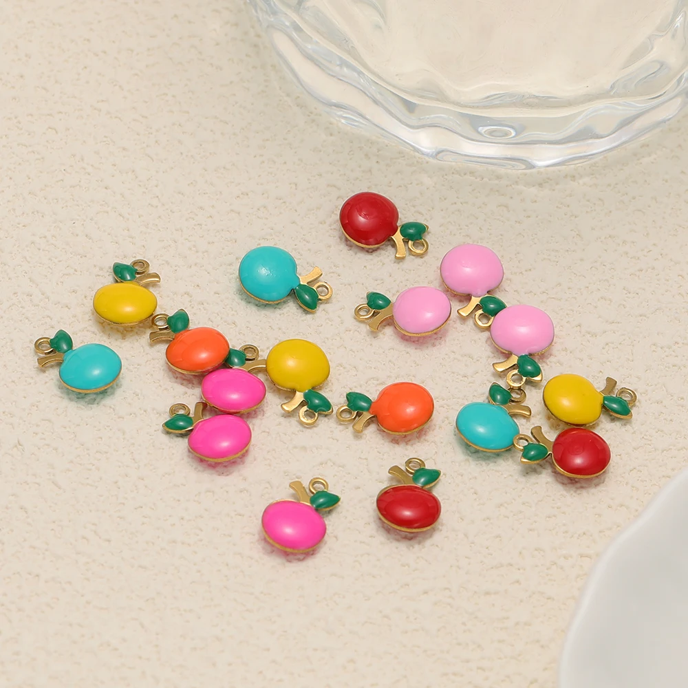 20 قطعة 304 الفولاذ المقاوم للصدأ المينا أبل سحر الفاكهة المعلقات DIY بها بنفسك لطيف النتائج مجوهرات القلائد أقراط صنع بالجملة