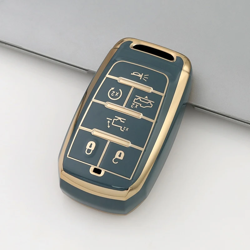 6 Buttons TPU Smart Remote Car Key Fob Shell Cover for Dodge Ram 1500 Pickup Limited 2019 2020 2021 2022 2023 2024 Auto Case