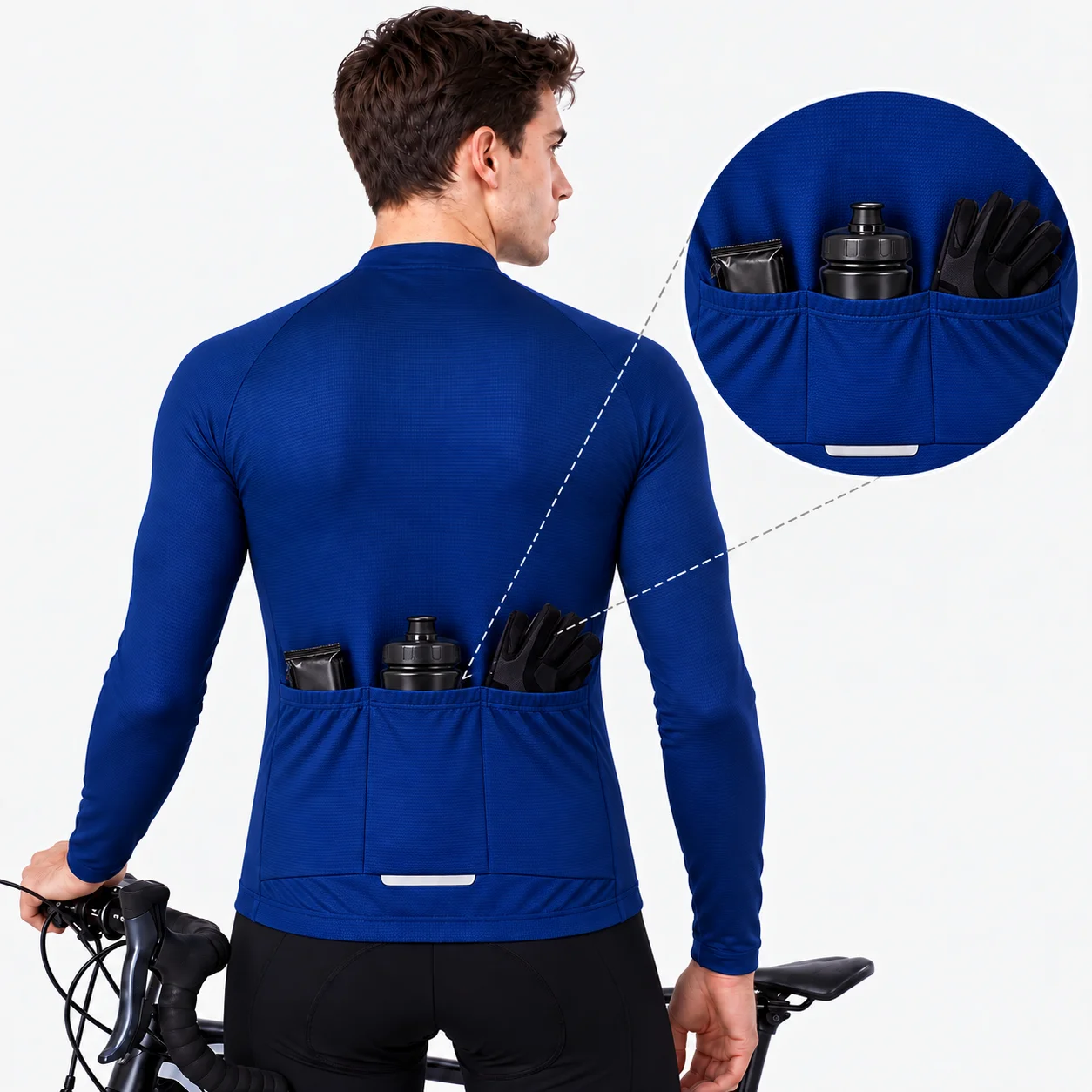 Langarm-Radtrikot für Herren, schnelltrocknend, atmungsaktiv, MTB-Rennrad-Shirt, Maillot Ciclismo Hombre, Rennsportbekleidung – Detail 16