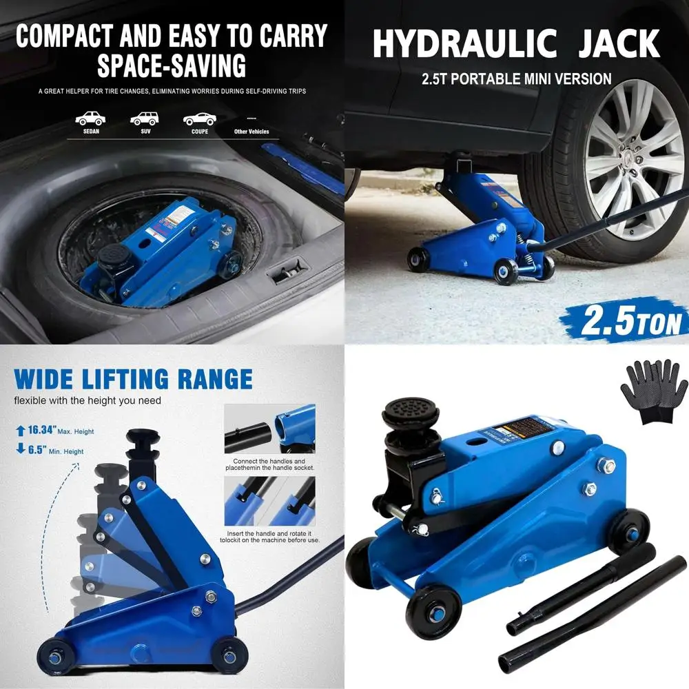

2.5 Ton Capacity Floor Jack with Heightening Gasket, 4.13-17 Lifting Range