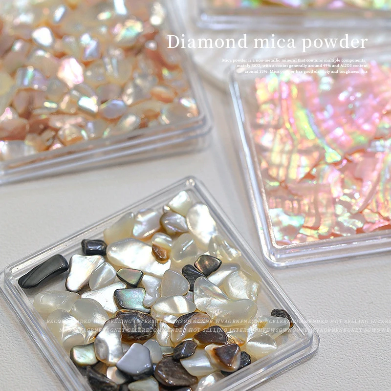 2024 1 Doos Aurora Shell Flakes Abalone Nagels Charmes Dunne Natuurlijke Onregelmatige Slice Shell Steen Pailletten Manicure Kunstdecoratie