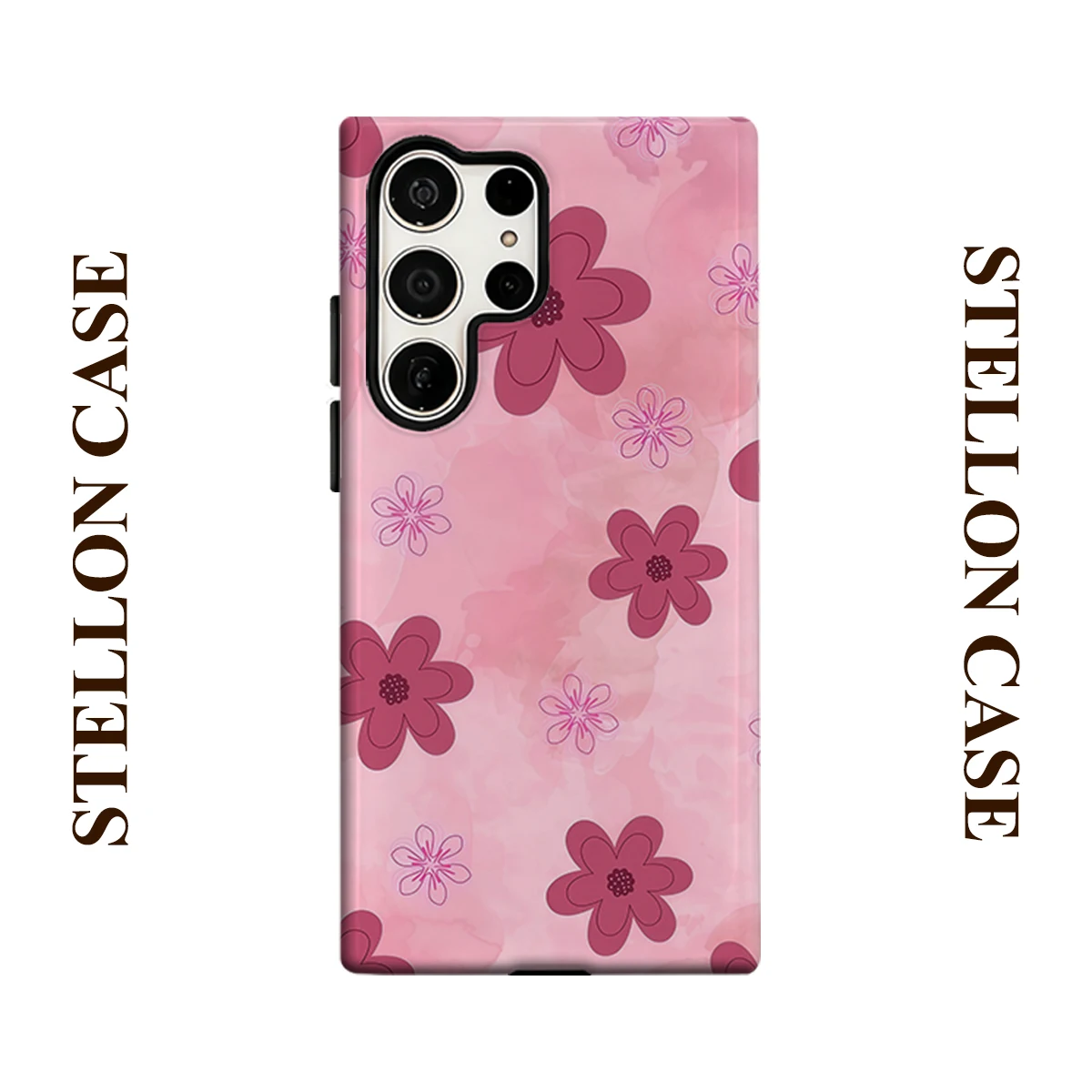 Blush Pink Floral Phone Case for Samsung Galaxy S25 Ultra S24 S23 Ultra Plus Glossy Double-layer Back Cover