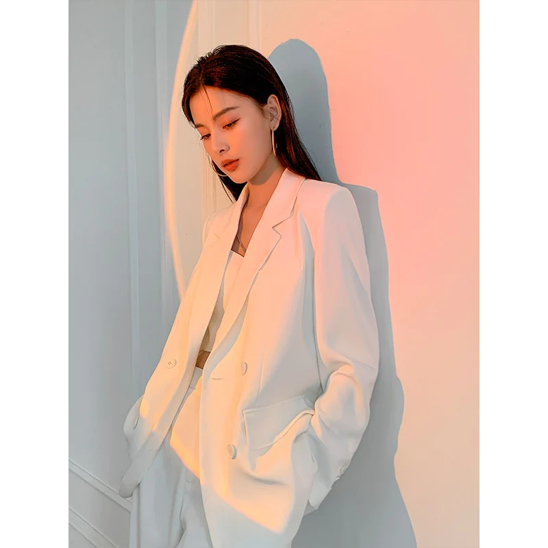 

Высококачественный белый пиджак с силуэтом, женская одежда, весенне-осенний новый модный пригородный женский свободный повседневный пиджак для женщин
