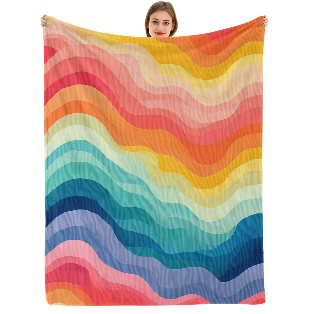 Rainbow Wave Lightweight Micro - Christmas Throw Blanket 评论和价格